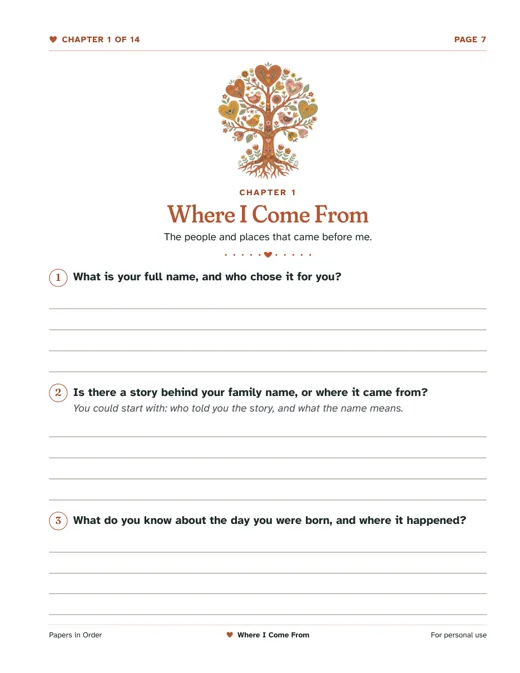 Actual Where I Come From page from My Life Story